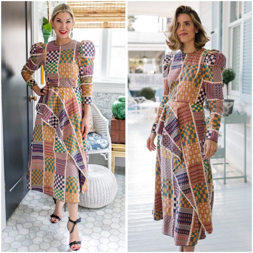 Ulla Johnson Danai Patchwork Embroidered Paneled Midi Dress Rare 00